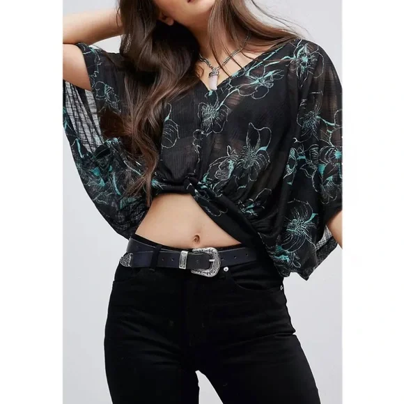 Free People One Dance Floral Top Black Size XS - Picture 4 of 12